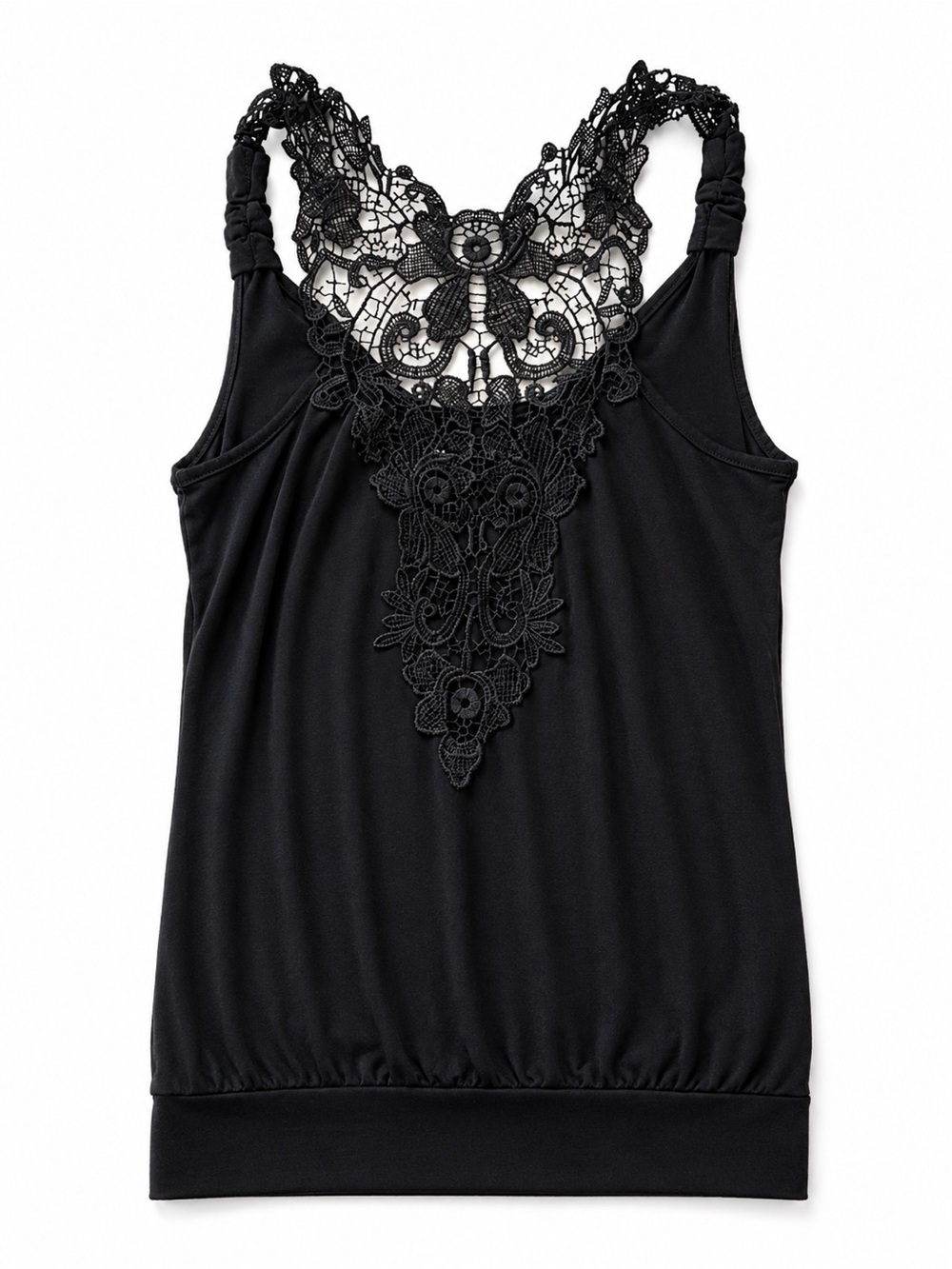 EYESHADOW LACE RACERBACK Y2K TANK TOP WOMENS MEDIUM BLACK GOTHIC WHIMSIGOTH